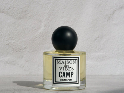 Maison des Vibes CAMP Non-toxic Room Spray. Perfect for deodorizing your home, car, office, and linens. Always free from harmful chemicals and endocrine disruptors.