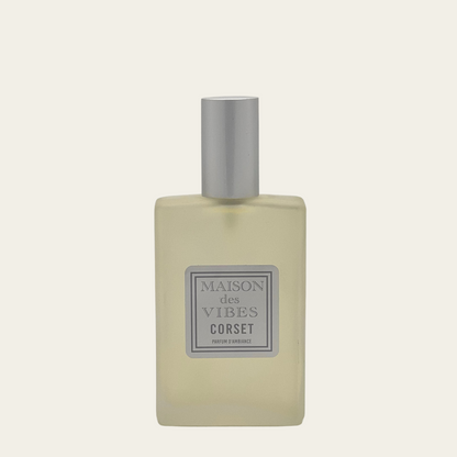 CORSET room spray with Top notes Lily, Mandarin, Plum Heart notes Jasmine, Gardenia, Tuberose Base notes Sandalwood, Santal, Ylang Ylang