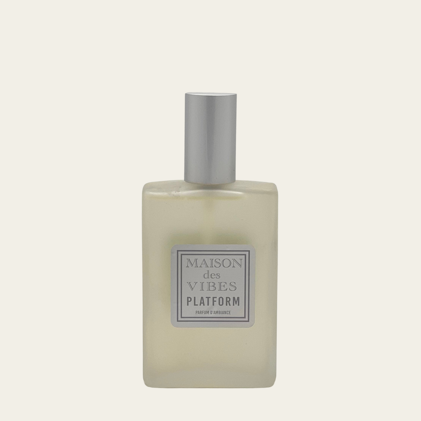 Maison des Vibes PLATFORM Room Spray. NOTES Top: Mandarin, Jasmine, Sea Salt Heart: Gardenia, Orchid, Sage Base: Coconut, Vanilla, Vetiver. PLATFORM envelops your space with an uplifting, invigorating vibe, much like the elevated feeling of standing tall in platform shoes. Step into an elevated olfactory experience and transform any room into a haven of sophistication and allure, elevating your environment to new heights of elegance and enchantment.